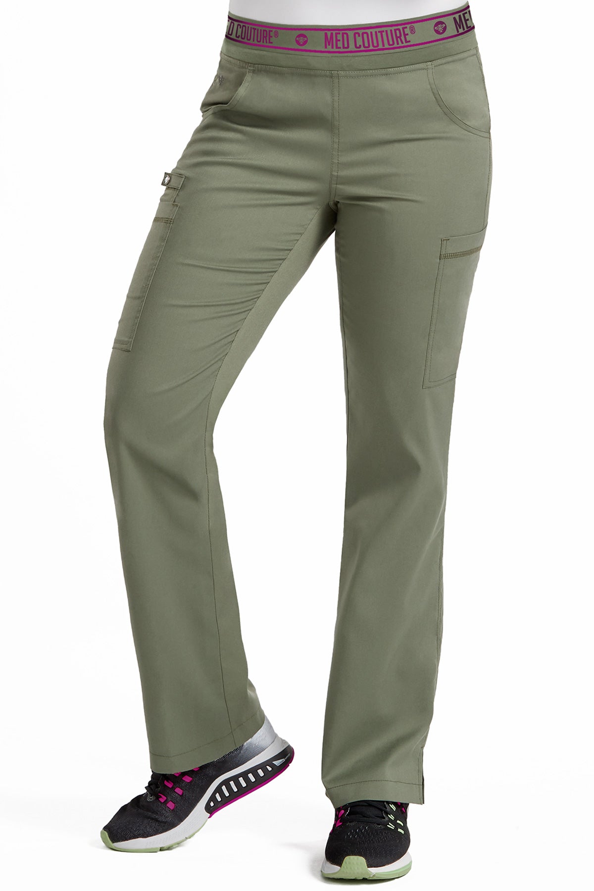 Med Couture Scrub Pants Touch Ally Yoga Pant in Olive green at Parker's Clothing & Scrubs.