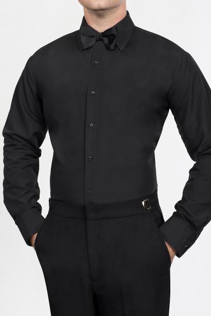 Tuxedo Shirt Fitted  in Black at Parker's Clothing and Shoes.