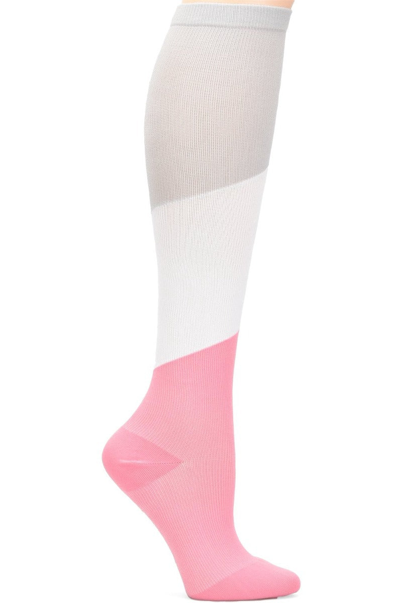 Nurse Mates Color Block Neutral compression socks in beige and tan tones - 12-14 mmHg mild compression for regular calves up to 17 inches, professional neutral design for healthcare workers