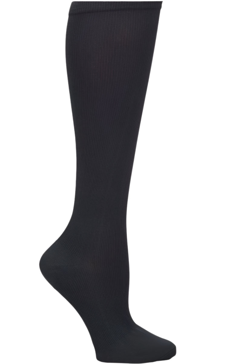 Nurse Mates black compression socks 12-14 mmHg extra wide calf up to 24 inches solid color design.