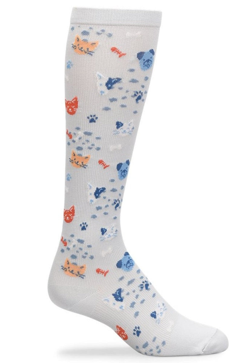 Nurse Mates Furry Faces compression socks with dog and cat faces - 12-14 mmHg mild compression for regular calves up to 17 inches, perfect for veterinary professionals and pet lovers
