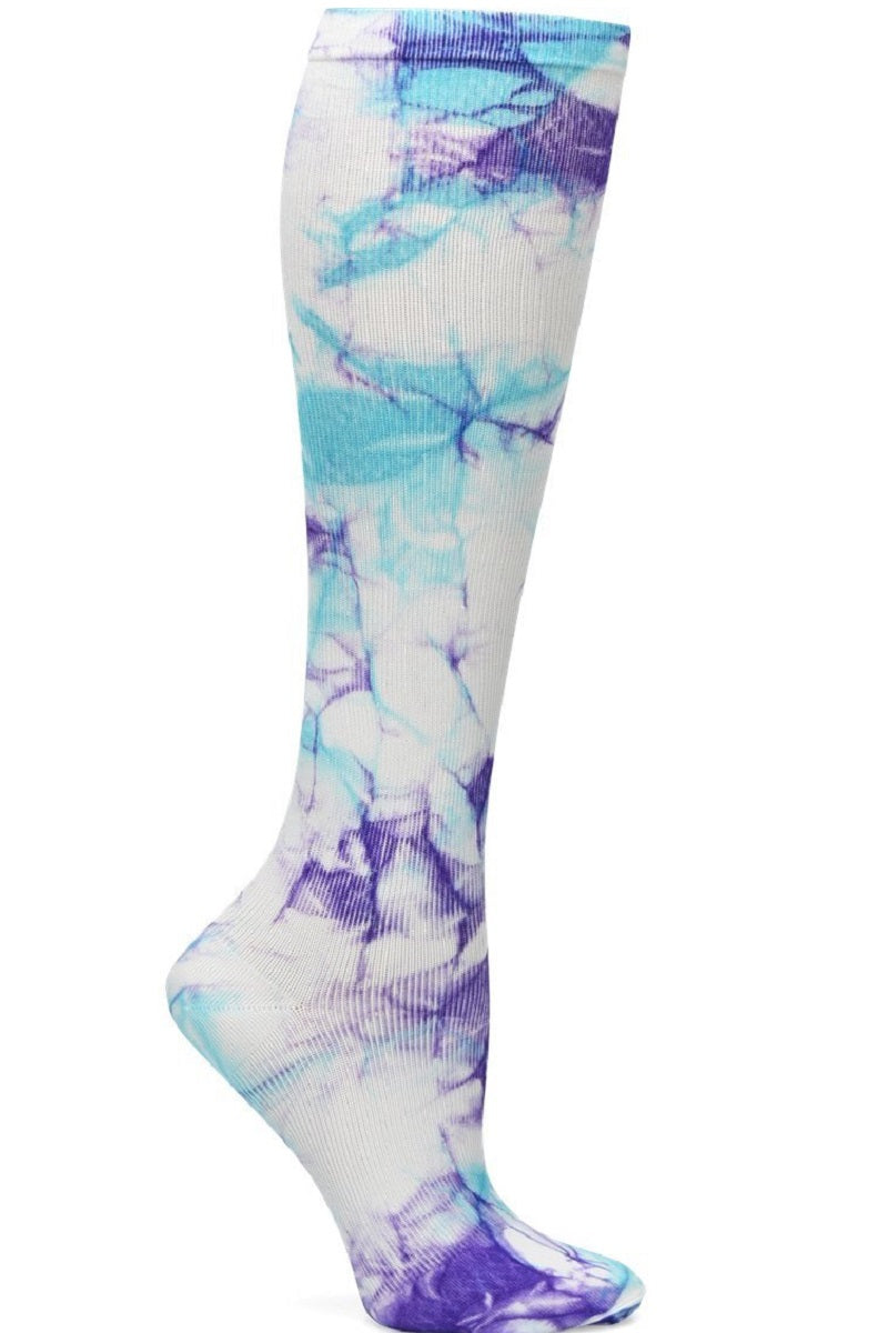 Nurse Mates lilac and aqua compression socks in dual-tone gradient - 12-14 mmHg mild compression for regular calves up to 17 inches, colorful design for nurses and healthcare professionals