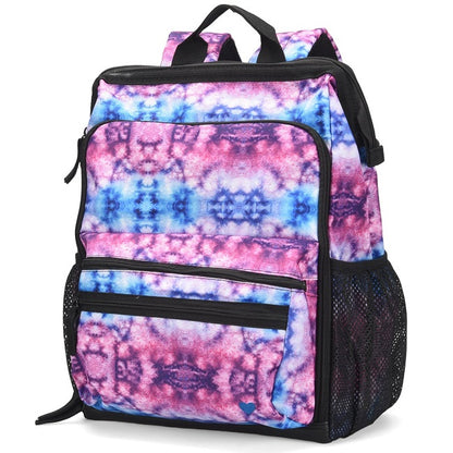 Nurse Mates Ultimate Nursing Backpack, berry blue tie-dye design, spacious nursing student backpack with padded straps, ideal for clinical rotations and hospital shifts, stylish medical professional bag
