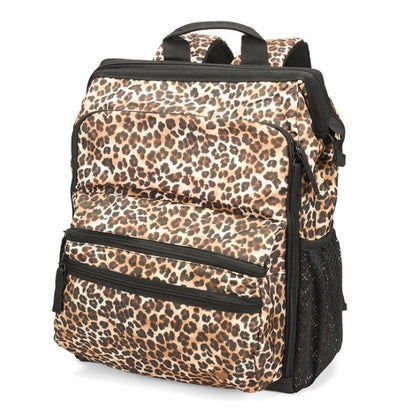 Nurse Mates Ultimate Nursing Backpack, cheetah print animal pattern, fashionable nursing backpack with ergonomic design, lightweight travel bag for medical professionals, trendy healthcare accessory

