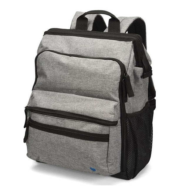 Nurse Mates Ultimate Nursing Backpack, grey linen texture, neutral professional nursing backpack, minimalist design for medical professionals, clean aesthetic healthcare bag with ample storage
