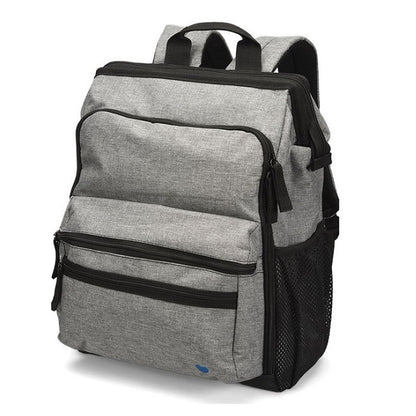 Nurse Mates Ultimate Nursing Backpack, grey linen texture, neutral professional nursing backpack, minimalist design for medical professionals, clean aesthetic healthcare bag with ample storage
