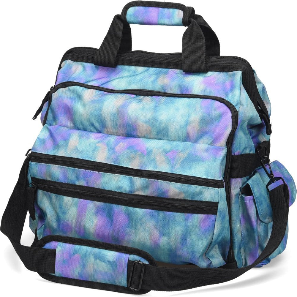 Nurse Mates Ultimate Nursing Bag in Violet Mist - purple-toned water-resistant nursing bag with heavy-duty zippers, padded laptop compartment, and organized storage for medical professionals and nursing students.

