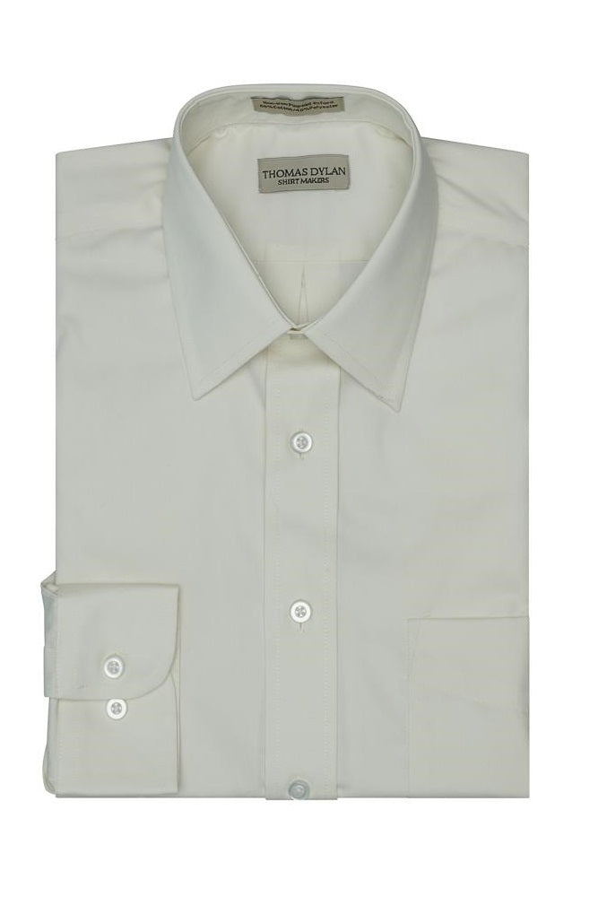 Thomas Dylan Dress Shirt Spread Collar in Ecru
