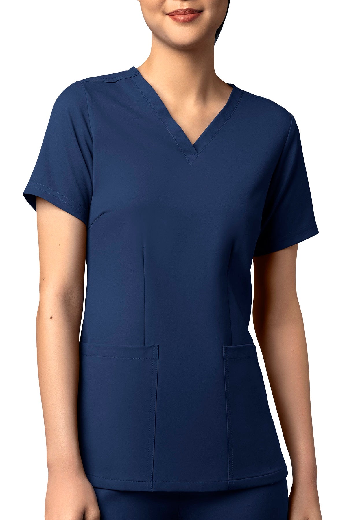 WonderWink Scrub Top Thrive Fitted 3-Pocket in navy at Parker's Clothing and Shoes.