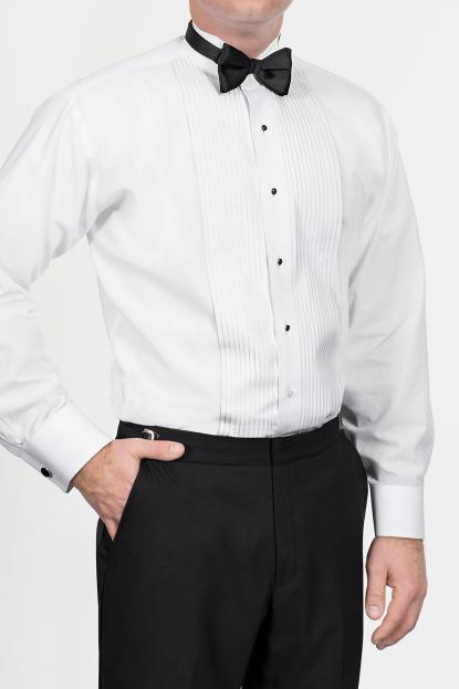 Tuxedo Shirt Wing Collar and Pleated Front in White at Parker's Clothing and Shoes.